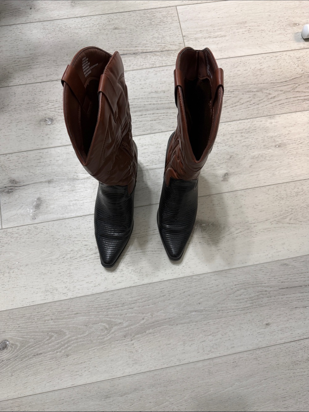 Two-Tone Brown and Black Western-Inspired Women's Ankle Boots